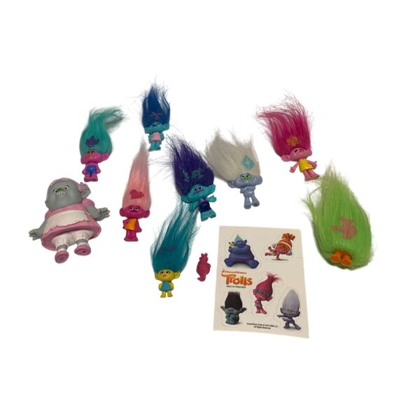 10 piece Lot Troll Figures Stickers 32 in c1012 70391 1 1/2 in x 6 1 in x3 Varie - Picture 1 of 6